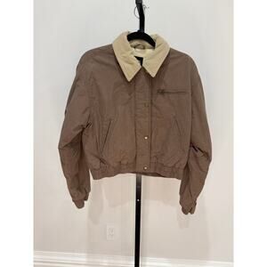 Zara Womens Contrast Waxed Effect Jacket w/ Courduroy lapel collar XS